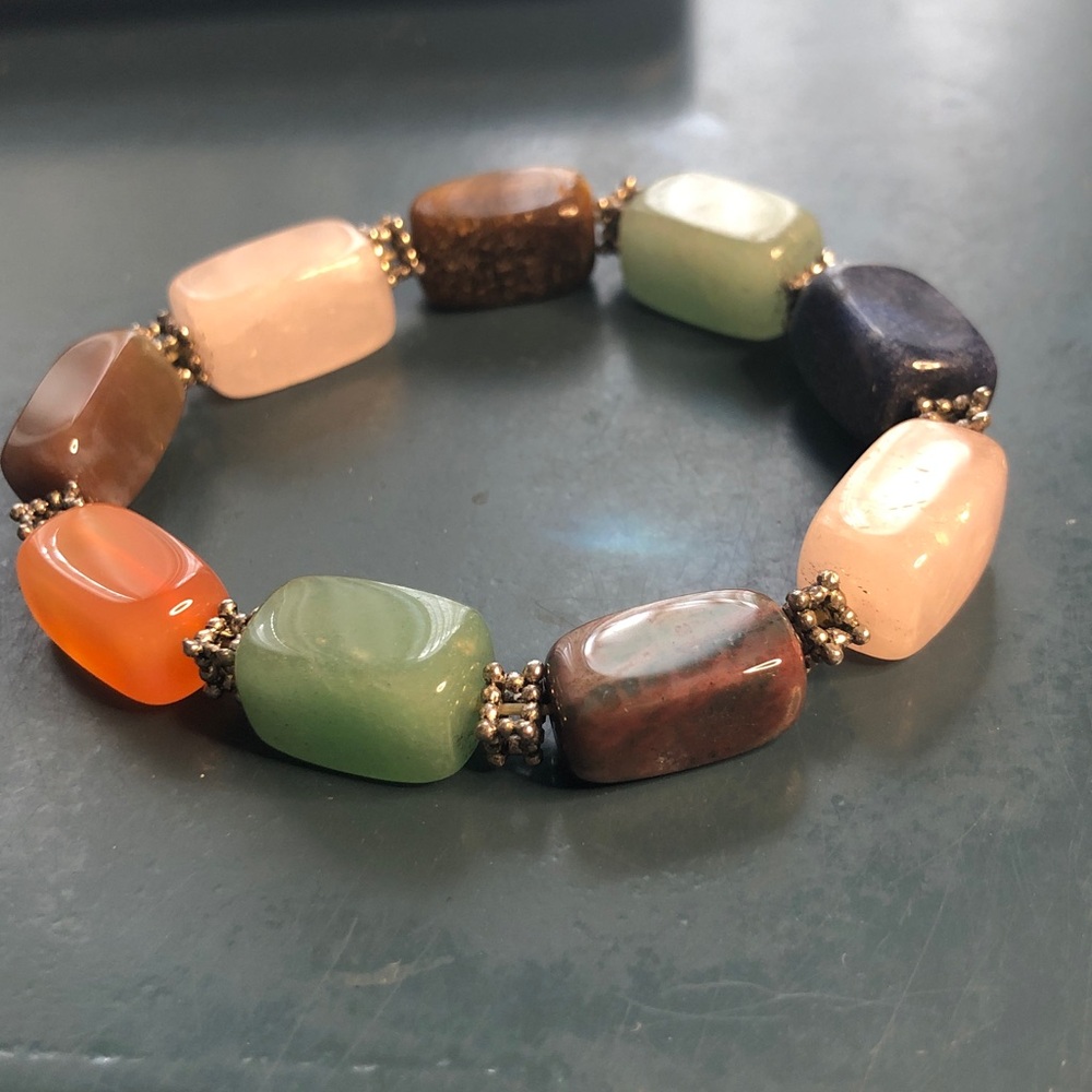 Multicolor Semi-Precious Stone Stretch Bracelet